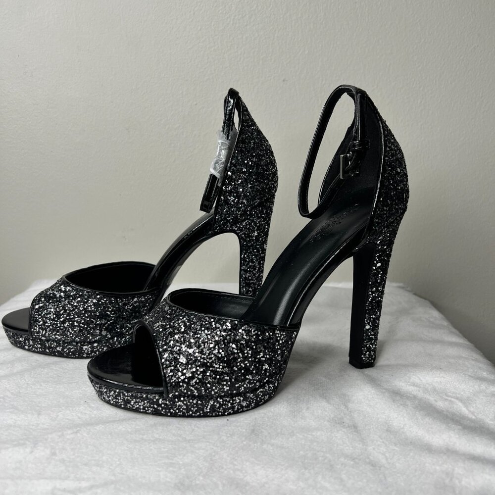 NEW! Black Glitter Sparkly Heels - Picture 3 of 10
